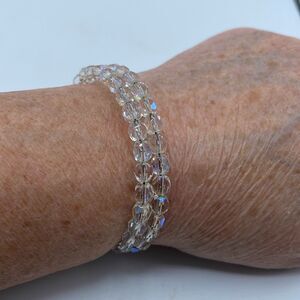 Vintage memory wire AB coated crystal bracelet.